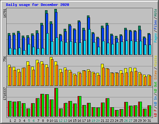 Daily usage for December 2020