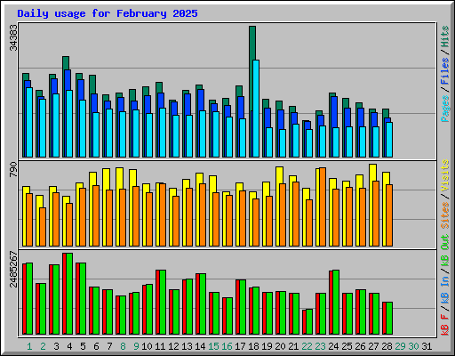 Daily usage for February 2025
