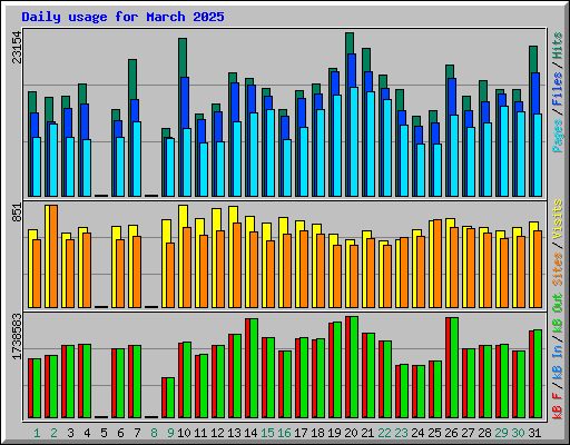 Daily usage for March 2025