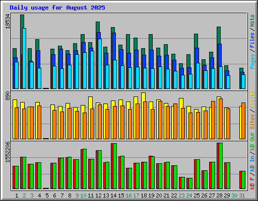 Daily usage for August 2025