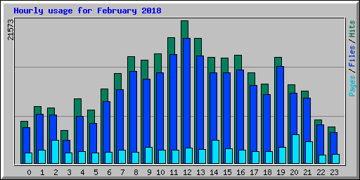 Hourly usage for February 2018